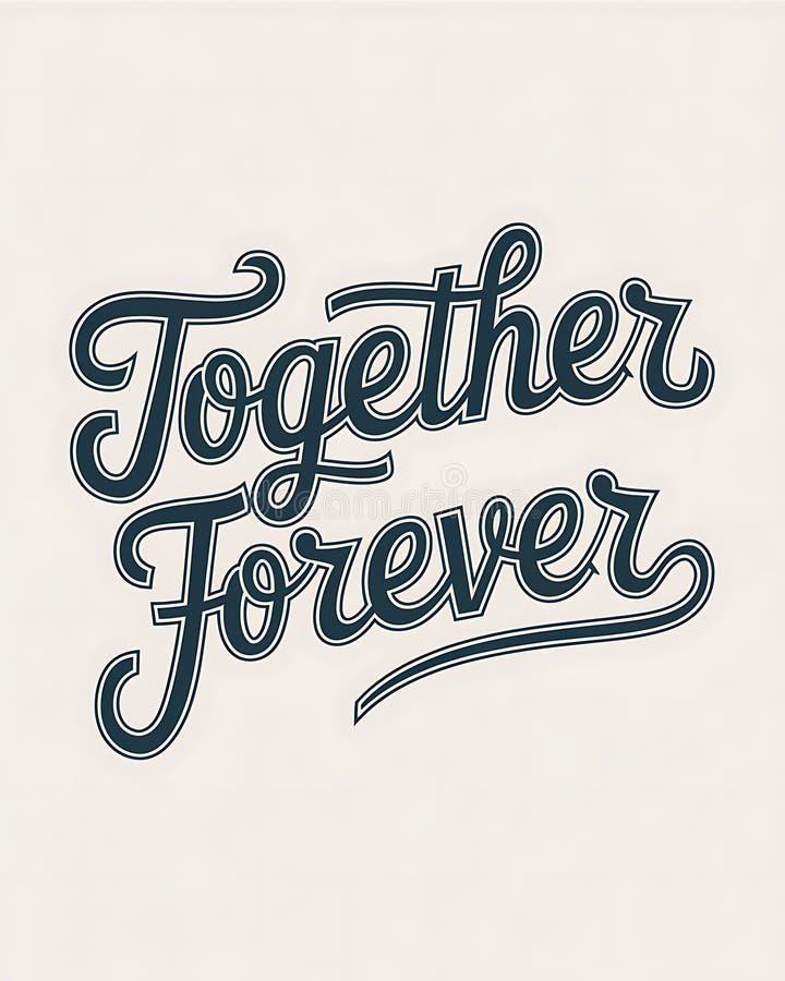 Together Forever A Romantic Hand Lettered Design royalty free stock images