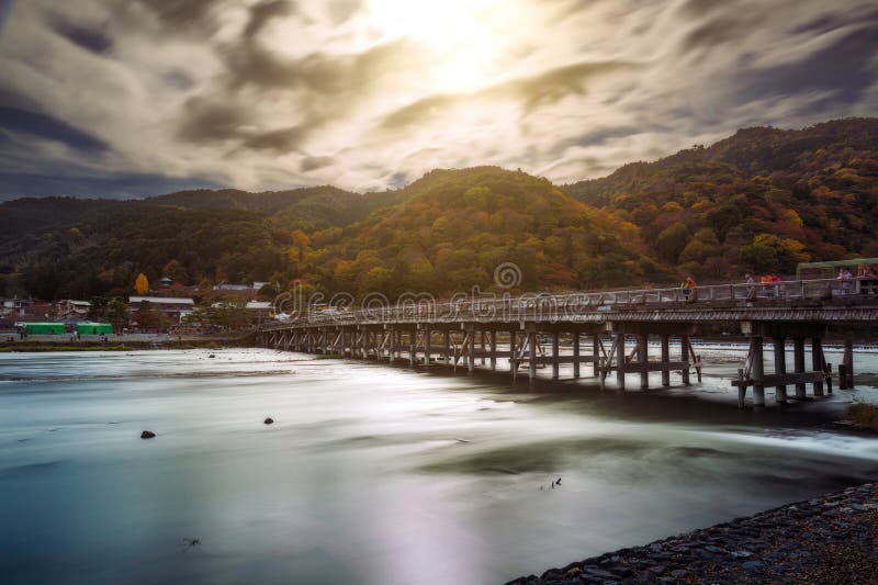 Togetsukyo Bridge in Arashiyama royalty free stock photo Togetsukyo Bridge in Arashiyama royalty free stock photo