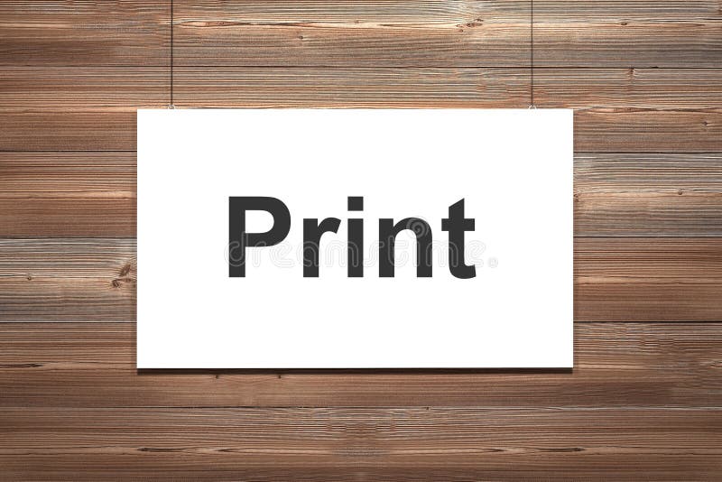 Toile blanche accrochant devant le mur en bois naturel brun illustration libre de droits Toile blanche accrochant devant le mur en bois naturel brun illustration libre de droits
