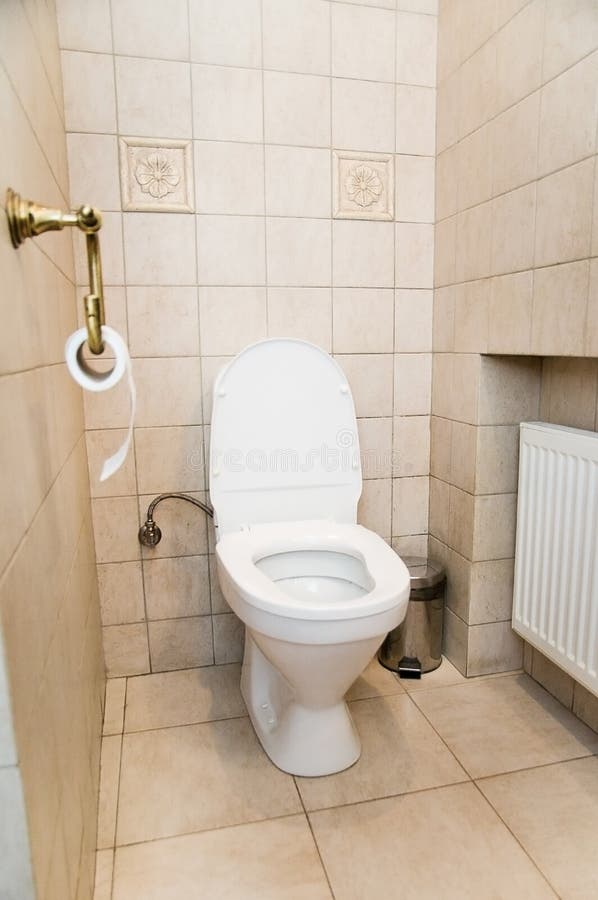 Toilet in a Public Restroom Stall Stock Image Image of hygiene, paper 16088839