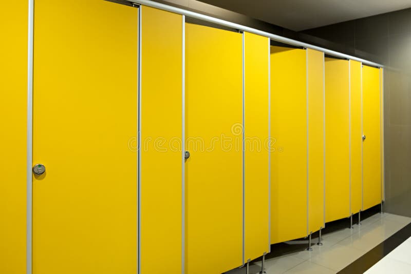 Toilet Bathroom Yellow Door Open and Close Stock Image Image of close