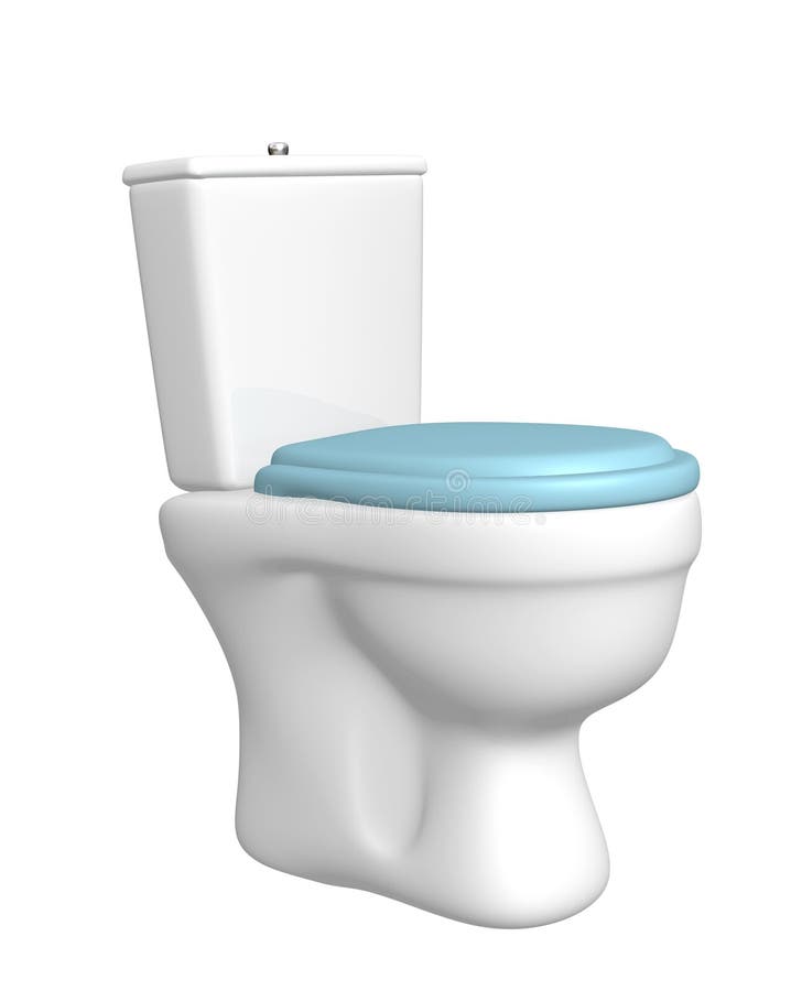 Toilet Bowl, with the Closed Seat of Blue Color Stock Illustration
