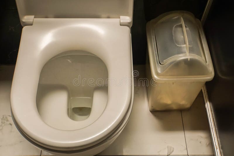 Toilet Bowl with Trash Bin in Shopping Mall Stock Photo Image of