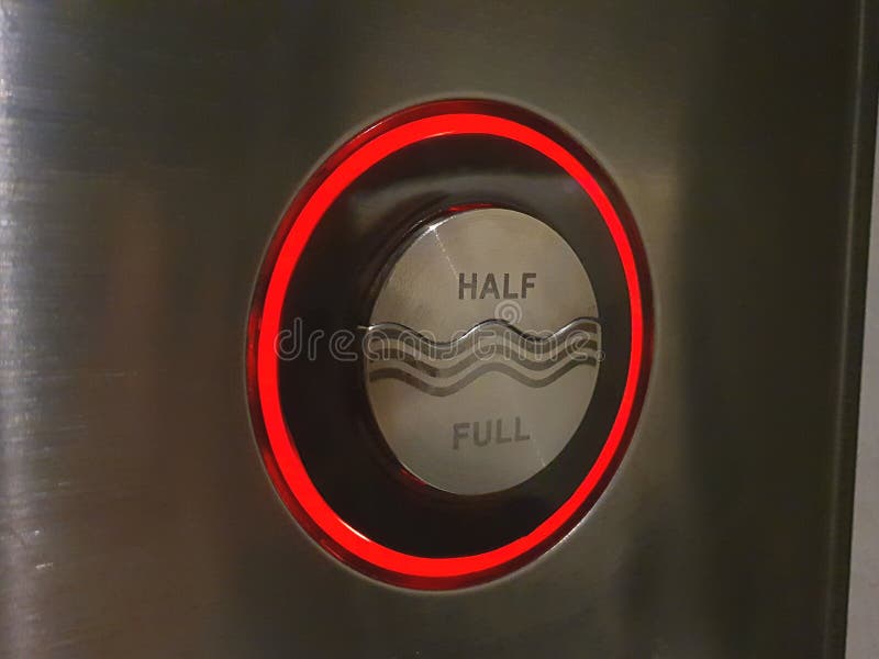 Bathroom with dual flush toilet button with lighting indication. Cistern button stock images, royalty-free photos and pictures