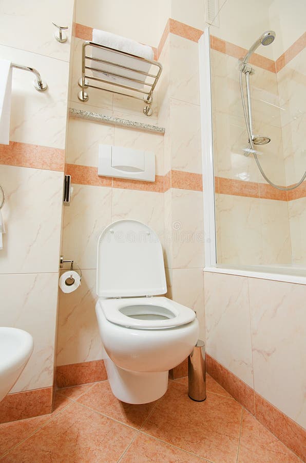 Toilet in bathroom stock image. Image of design, hotel 29670785