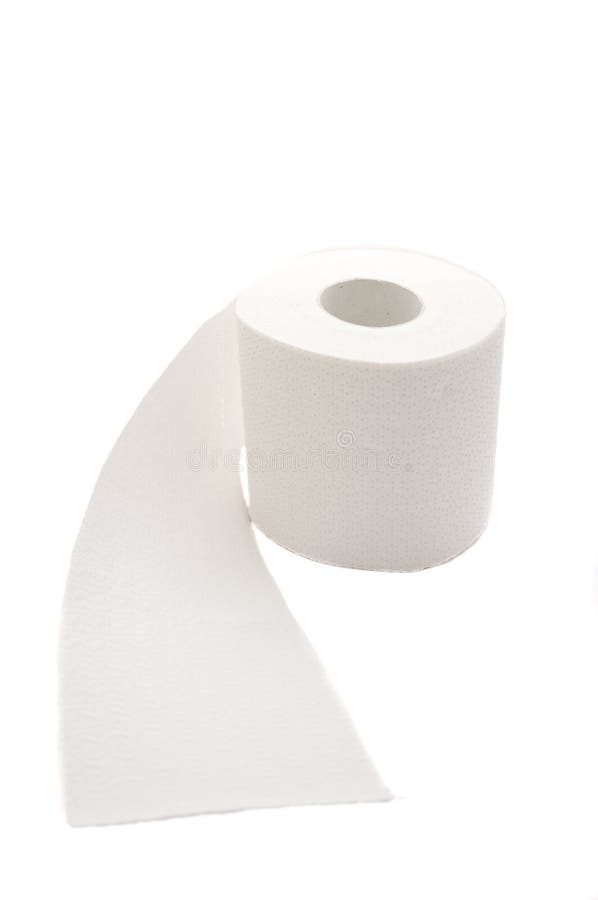 Rolka toaletného papiera izolované na bielom pozadí.