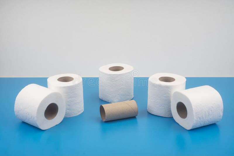 Toilet Paper Blue White Backgraund Stock Photo Image of design, blank