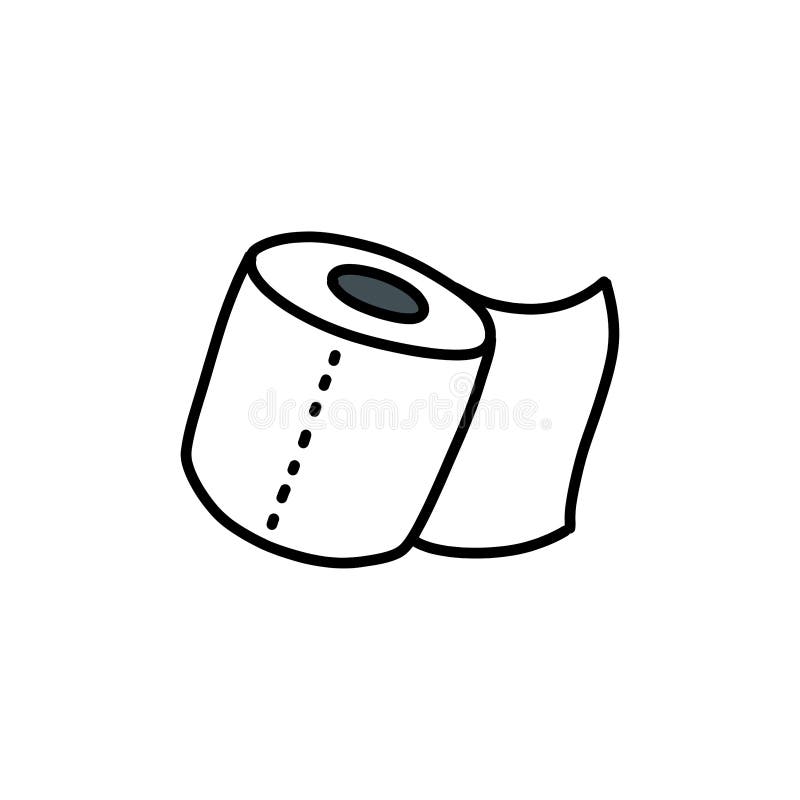 Toilet paper doodle icon stock illustration. Illustration of drawn