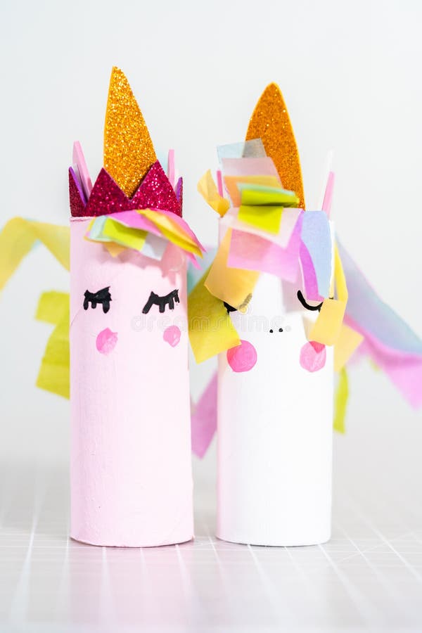 Toilet Paper Roll Crafts Unicorn Stock Image - Image of brown, learning ...