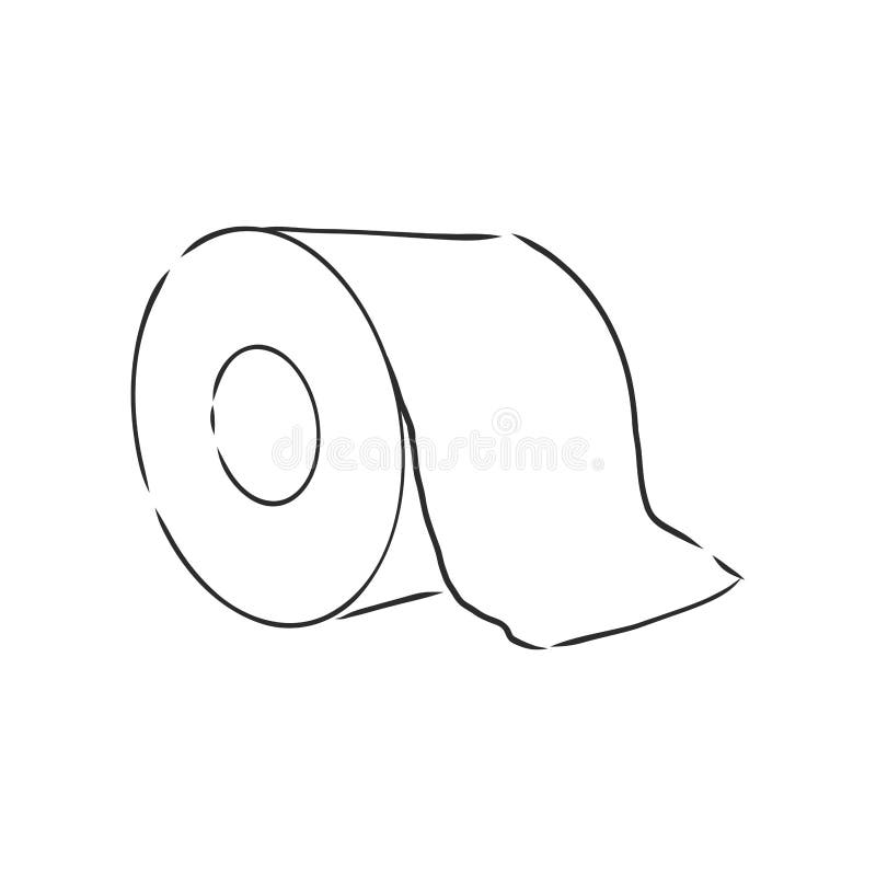 Toilet Paper Roll. Toilet Paper Vector Sketch Illustration Stock