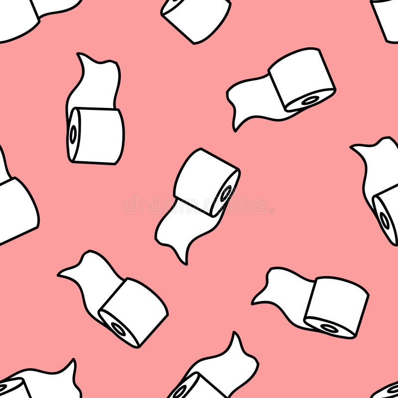 Toilet Paper Seamless Doodle Pattern, Vector Illustration Stock
