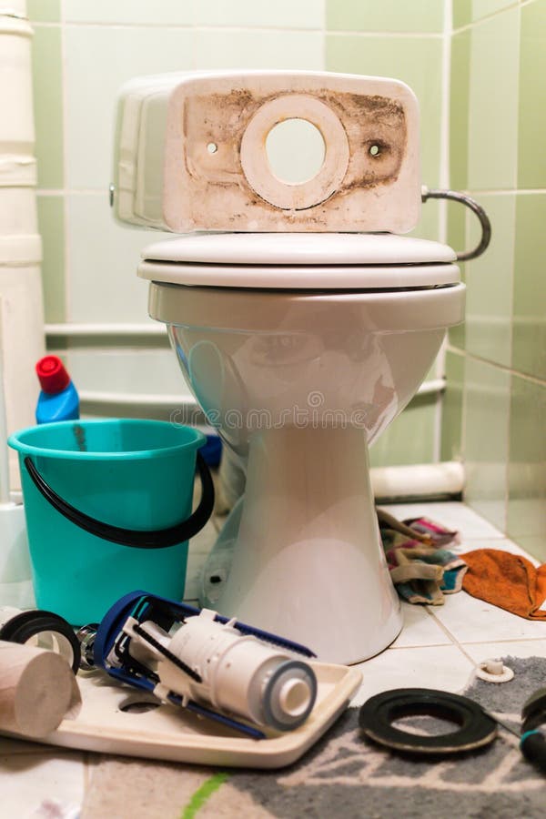 Toilet Repairs Work in Progress Stock Photo Image of service, spanner