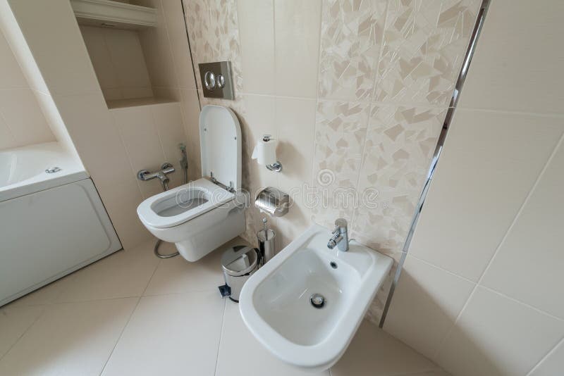 Toilet room in the modern stock photo. Image of faucet 43414260