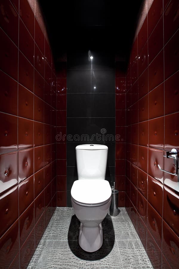 Toilet room in red colors stock image. Image of home 13158713