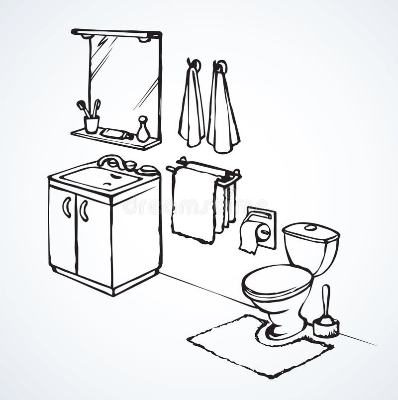 Toilet. Vector drawing stock vector. Illustration of home - 91170451