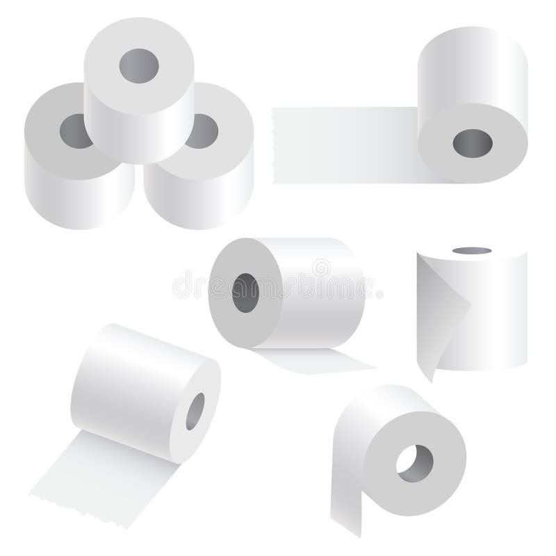 Toiletpapier dat op witte achtergrond wordt geplaatst. royalty-vrije illustratie Toiletpapier dat op witte achtergrond wordt geplaatst. royalty-vrije illustratie