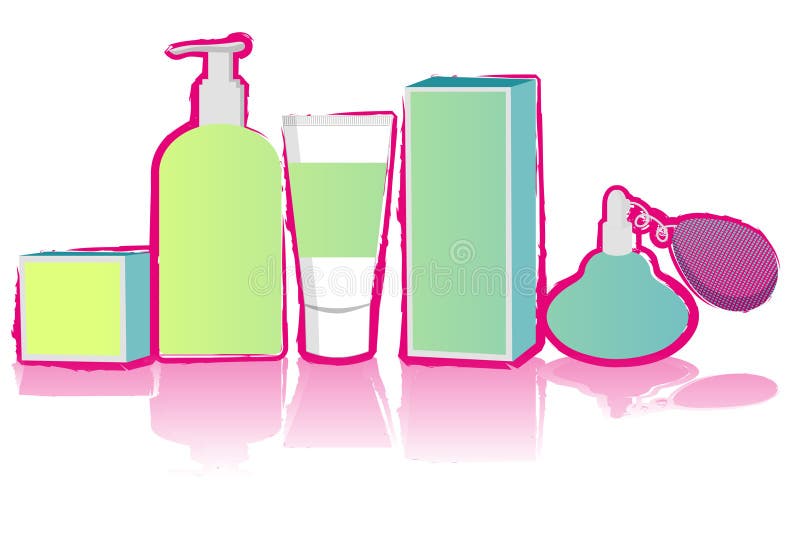 A set of toiletries; lotion, cream, body wash, perfume