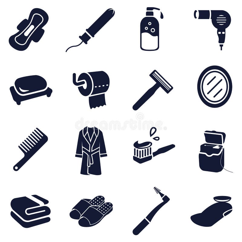 Daily toiletries vector icons collection