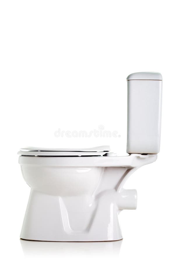 Closed toilet, side view, isolated on white. Closed toilet, side view, isolated on white