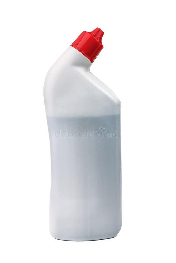 Toilettenreinigungsmittel in der Plastikflasche auf Weiß