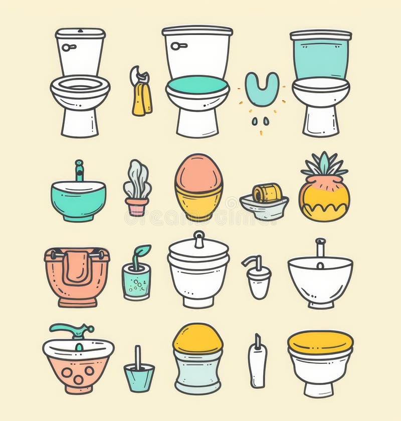 Toilettenschüssel Symbol Wc Symbol Toilettenschrank Kleiderschrank doodle skizzierte Lawinenemblem auf weiß stock abbildung