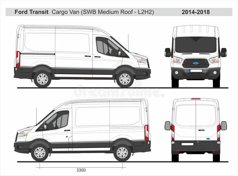 Toit moyen L2H2 2014-2018 de Ford Transit Cargo Van SWB Toit moyen L2H2 2014-2018 de Ford Transit Cargo Van SWB
