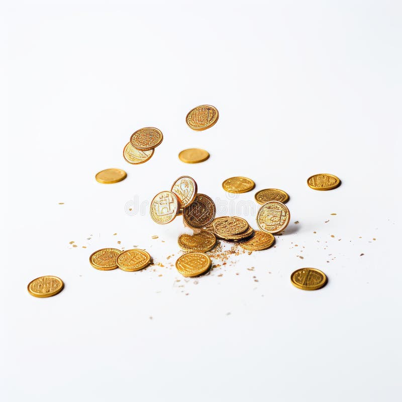 Tokens de criptomoeda Bitcoin em queda dramática sobre fundo branco sólido ilustração royalty free