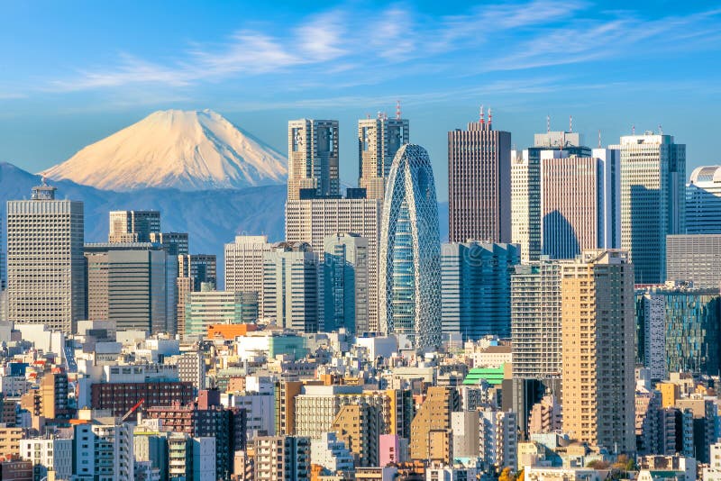Tokio linia horyzontu Fuji i góra zdjęcie stock