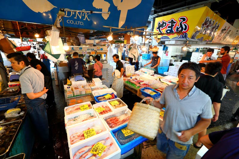 Tokio: Tsukiji owoce morza Rybi rynek zdjęcia stock Tokio: Tsukiji owoce morza Rybi rynek zdjęcia stock