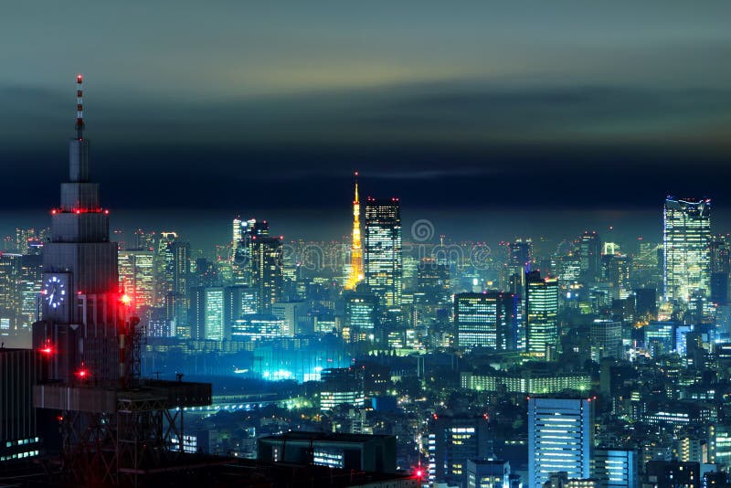 Tokyo city at night stock photo. Image of bridge, residential