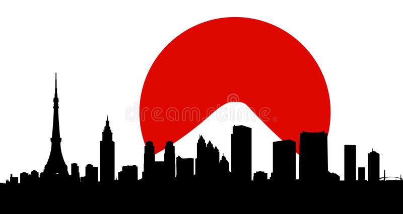 tokyo för stadsflaggahorisont vektor stock illustrationer tokyo för stadsflaggahorisont vektor stock illustrationer
