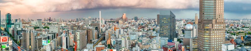 TOKYO - 1° GIUGNO 2016: Vista panoramica dell'orizzonte di Shibuya a sunse immagini stock TOKYO - 1° GIUGNO 2016: Vista panoramica dell'orizzonte di Shibuya a sunse immagini stock
