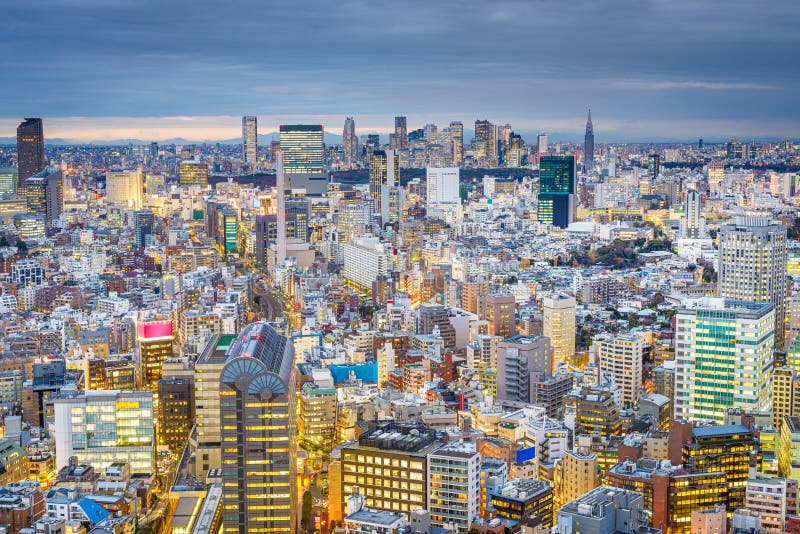 Tokyo, Japan cityscape view over the Ebisu District towards Shinjuku stock photo Tokyo, Japan cityscape view over the Ebisu District towards Shinjuku stock photo