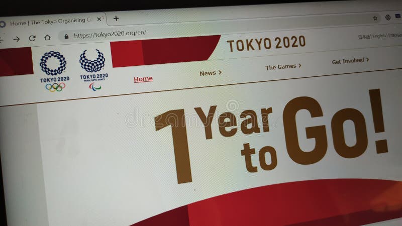 Tokyo 2020 Olympische spelen op officiële olympische spelenwebpagina op laptop het scherm royalty-vrije stock foto Tokyo 2020 Olympische spelen op officiële olympische spelenwebpagina op laptop het scherm royalty-vrije stock foto