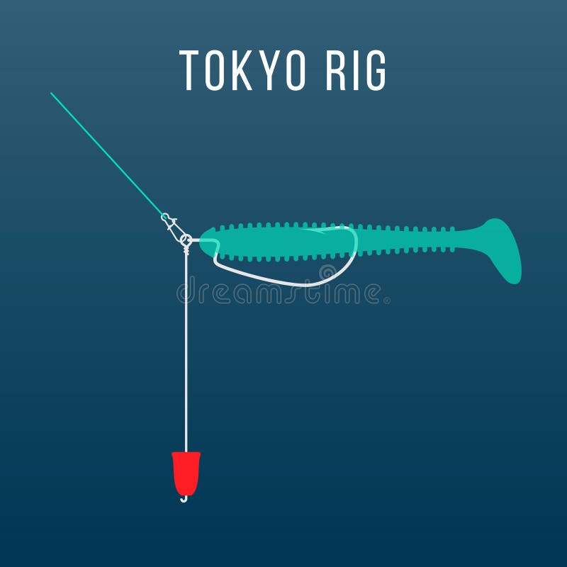 Tokyo Rig Fishing Tackle Setup. Stock Vector - Illustration of head,  retrieve: 141034441