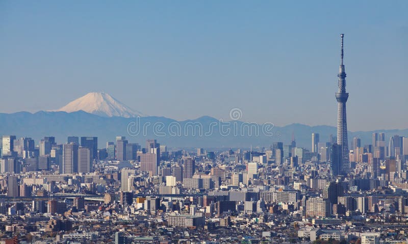 Tokyo skytree with Mt Fuji