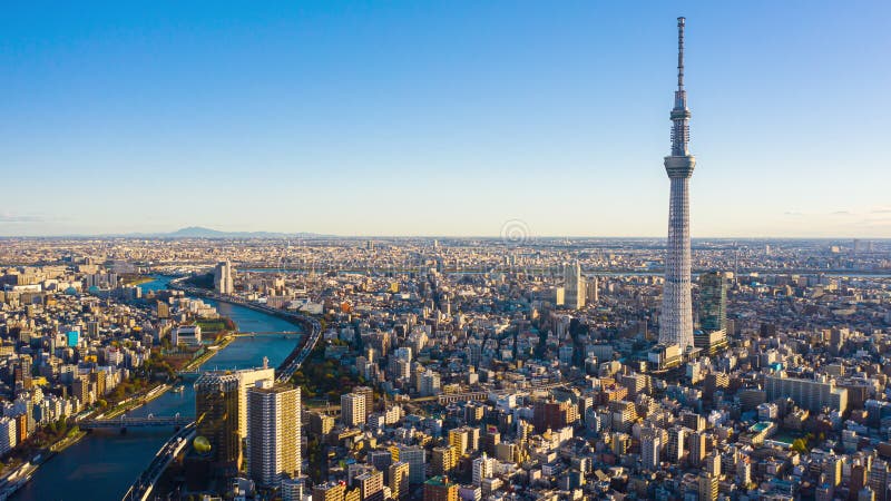 Tokyo-Stadt auf Sonnenaufgang in Tokio Japan.