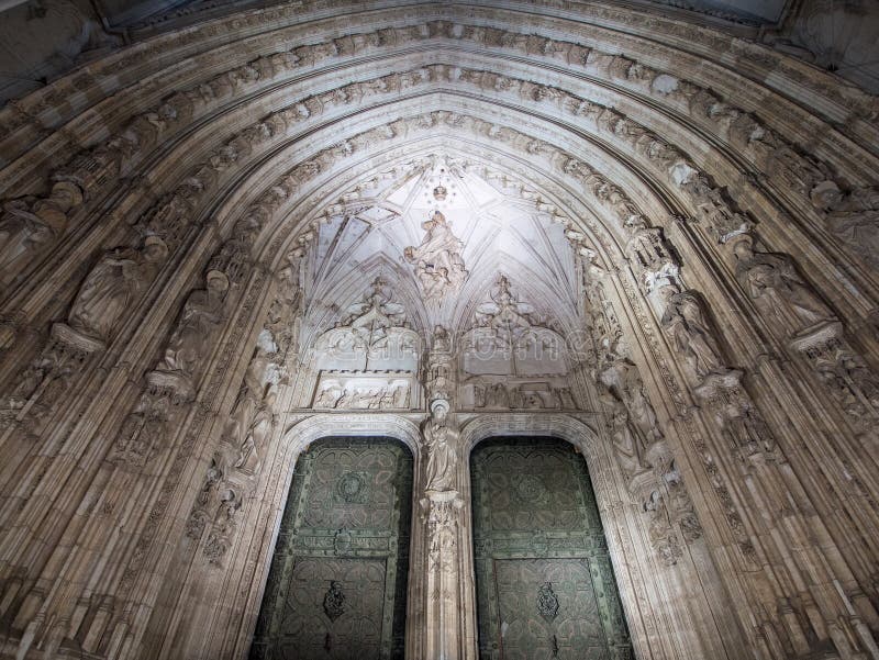 Toledo entrance door of Santa Iglesia royalty free stock photo Toledo entrance door of Santa Iglesia royalty free stock photo