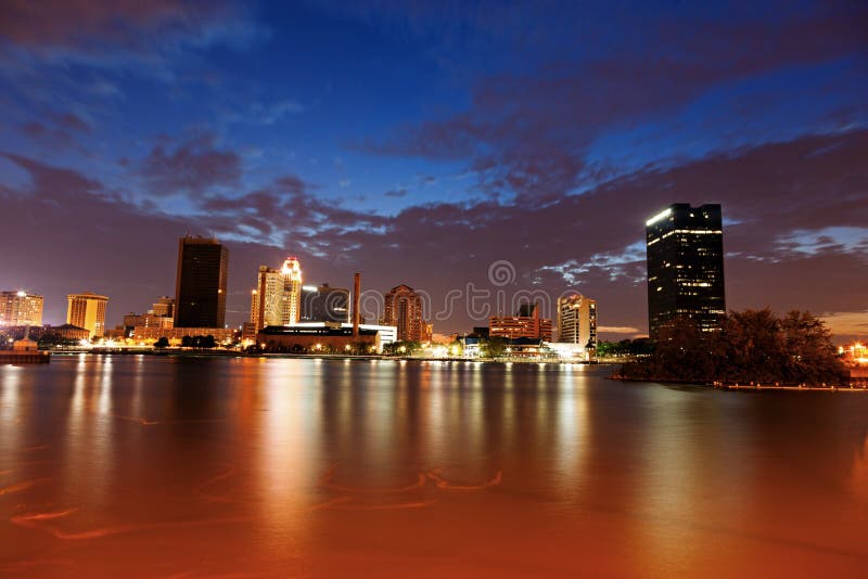Toledo Ohio Waterfront Downtown City Skyline Maumee River Stock Image