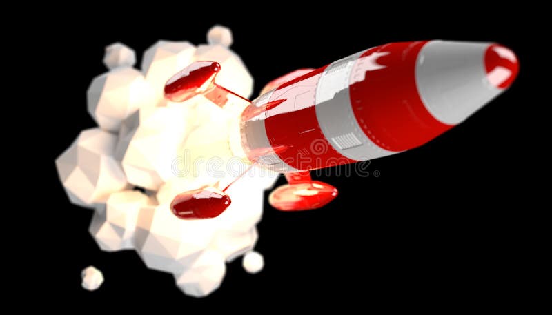 Tolkning 3D för lansering för röd och vit raket stock illustrationer Tolkning 3D för lansering för röd och vit raket stock illustrationer