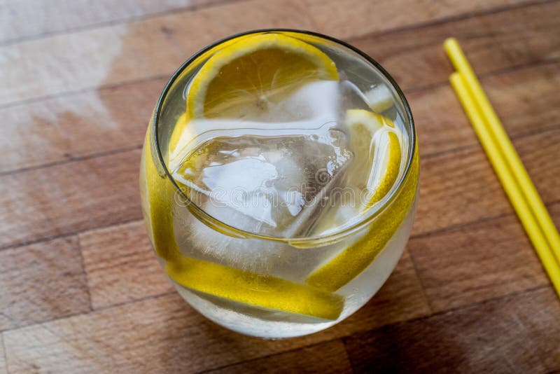 Tom Collins Cocktail with Lemon and Ice. Stock Photo Image of sweet