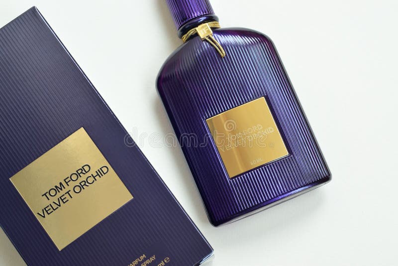 Tom Ford Velvet Orchid Fragrance Perfume Bottle Lies on Light Lilac ...