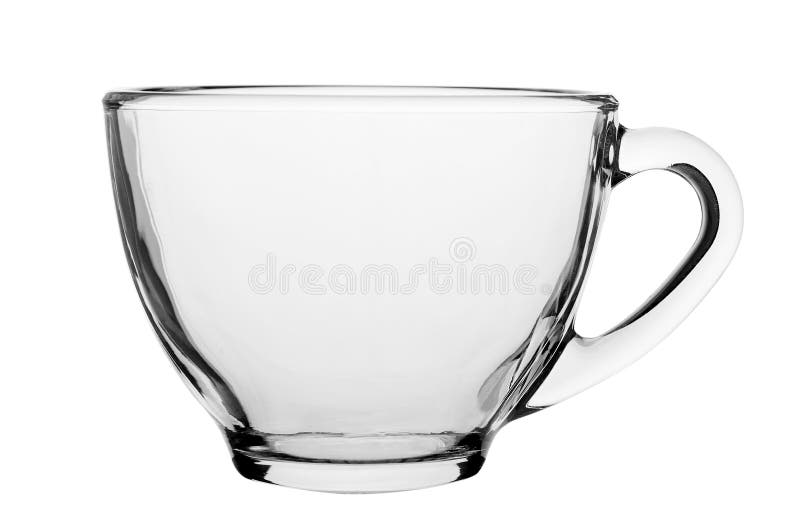 Tom glass kopp för kaffe som eller för te isoleras på vit bakgrund fotografering för bildbyråer Tom glass kopp för kaffe som eller för te isoleras på vit bakgrund fotografering för bildbyråer