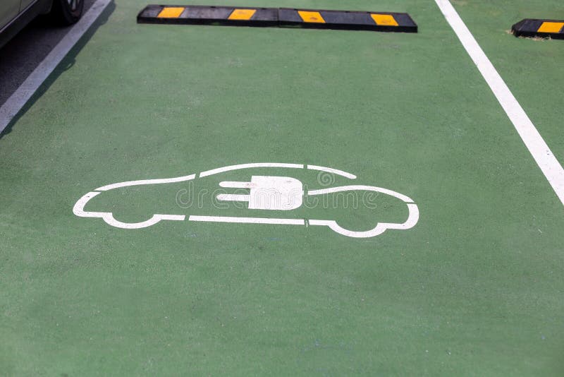 empty parking spot for charging electric vehicles. empty parking spot for charging electric vehicles