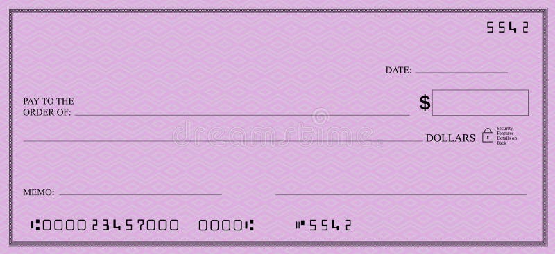 Tom sida med bankcheckbok med ljusrosa säkerhetsbakgrund vektor illustrationer