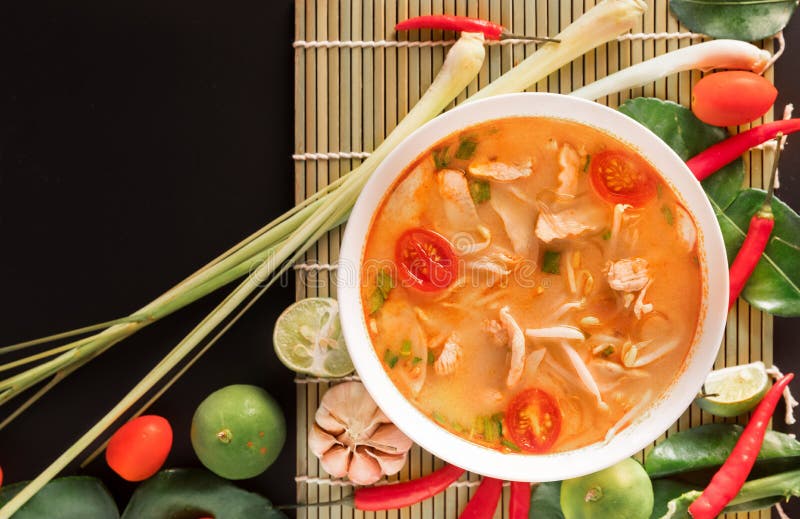 Tom Yum Gai or Spicy Tom Yum Soup with Chicken - Authentic Thai Stock ...