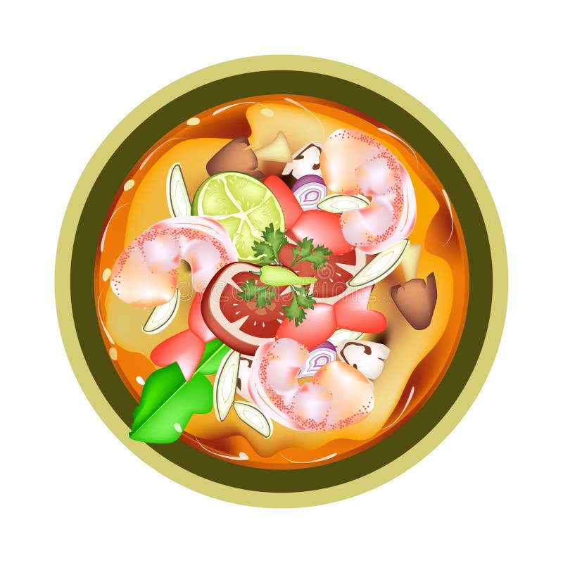 Thai Cuisine, Tom Yum Goong or Traditional Thai Spicy and Sour Soup with Prawns, Mushroom, Coconut Milk and Herbs. One of The Most Popular Dish in Thailand. Thai Cuisine, Tom Yum Goong or Traditional Thai Spicy and Sour Soup with Prawns, Mushroom, Coconut Milk and Herbs. One of The Most Popular Dish in Thailand.