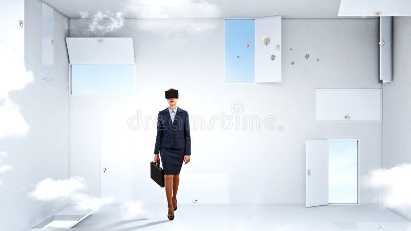 Toma de decisi?n correcta y realidad virtual T?cnicas mixtas imagen de archivo Toma de decisi?n correcta y realidad virtual T?cnicas mixtas imagen de archivo