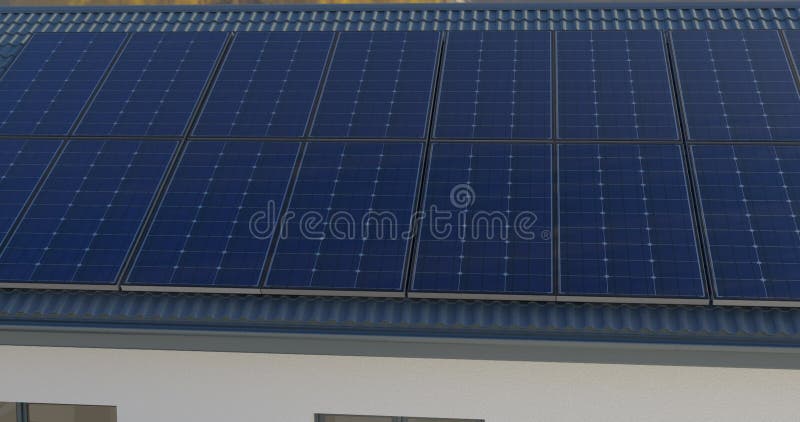 Toma de seguimiento de paneles solares en un techo residencial