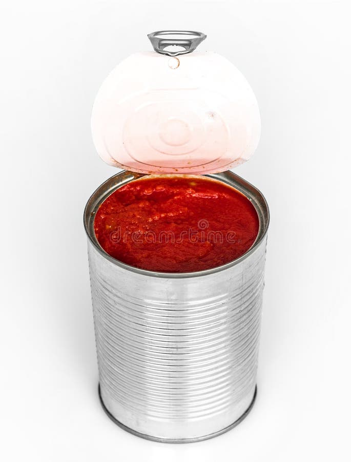 Canned tomato paste on white. Canned tomato paste on white